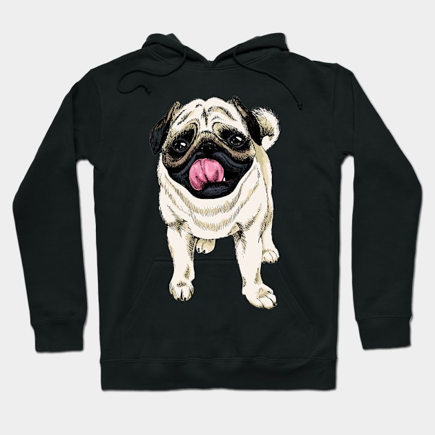 Snazzy Snouts Pug Swagger, Tee Trend for Doggy Admirers Hoodie by Merle Huisman